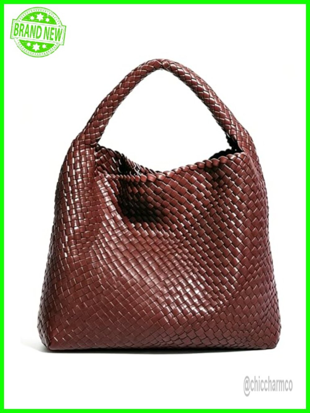 Hand Woven Vegan Leather Hobo Tote Bag Large Shoulder Purse with Clutch